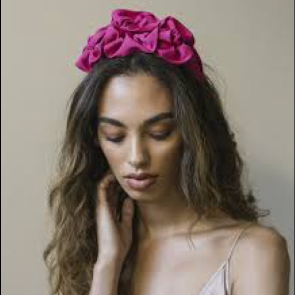 Jennifer Behr Rosette Faille Headband Pink